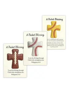 Baseball Cross Prayer Token, Paired With An Elegant Scripture Card, Specially Designed For Sports Enthusiasts, A Meaningful Christian Faith Gift, Perfect As A Commemorative Gift For Athletes, Religious Gift, Embroidered Cross