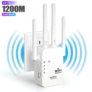 WiFi Extender, 1200Mbps Dual Band (5GHz/2.4GHz) Signal Booster, WiFi Extender Signal Booster for for Home & Outdoor, Internet Booster, Quick Setup Repeater