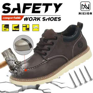 NIEION Unisex Anti Smash Safety Shoes Steel Toe Caps Anti Slip Breathable Industrial Construction Sports Rotatory Casual Hiking Shoes work boot anti-smash stab-resistant safety shoe