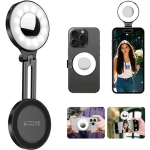 Selfie Light, MagSafe Compatible, Photography Light, MagSafe Light with 3 Color Modes, Color Temperature Adjustment from 2500K to 8500K, 210-Degree Rotatable, High Brightness, Equipped with 24 LEDs, Rechargeable LED Light, Smartphone Light, Video Light
