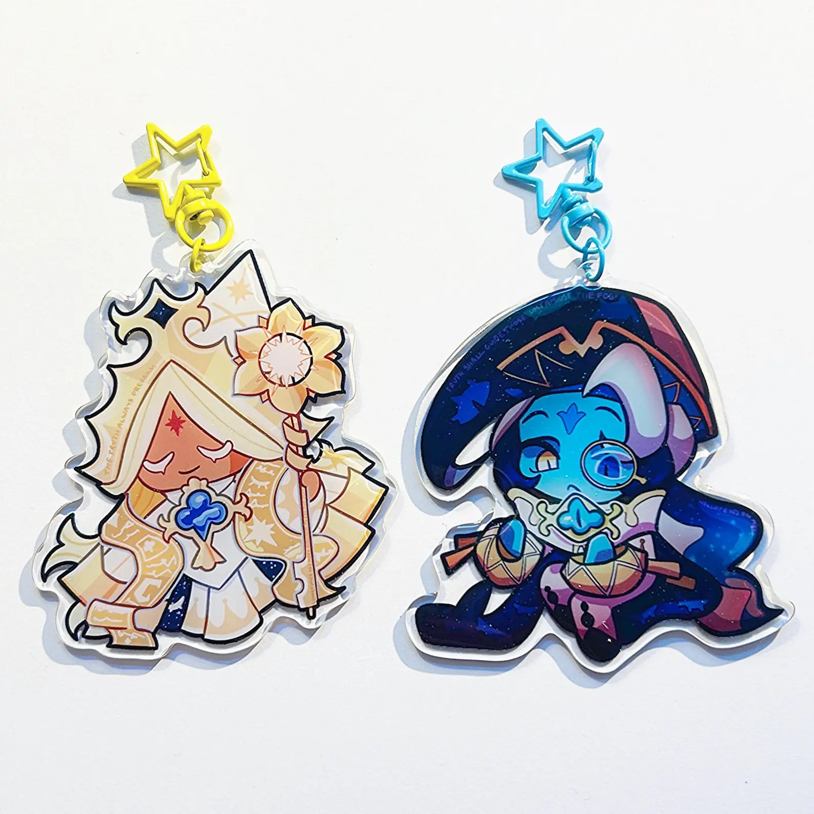 Pure Vanilla Cookie and Sage of Truth Jumbo Keychains – Collectible Character Charms, CRK Vibrant and Durable, Perfect for Cookie Run Fans | Perfect for Backpacks, Keys and Gifts | High Quality and Customer Favorite Items