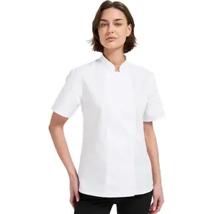 Women Short Sleeve Lightweight Black Chef Coat Jacket Uniform for Kitchen Restaurant Bakery