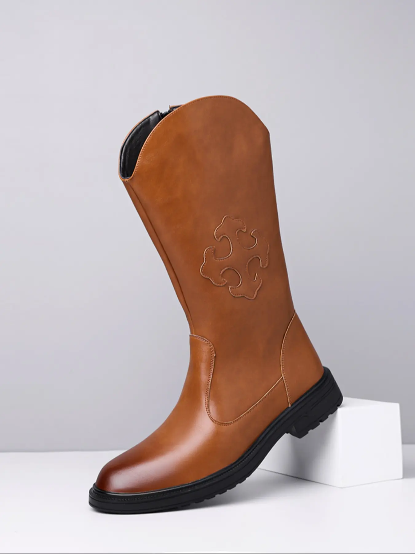 New Trendy Men's Denim Boots, Western Boot, Horse Riding Boots, High-End Elegant Men's Equestrian Boots, Stylish and Comfortable Footwear, Rubber