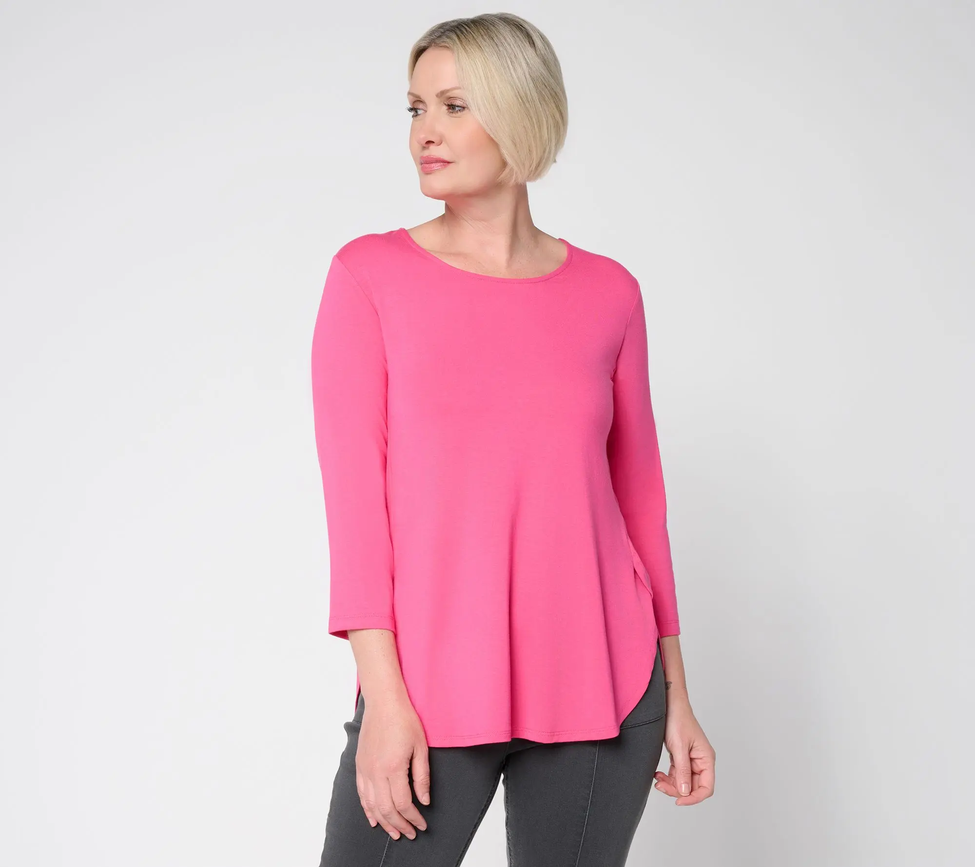 Susan Graver Essentials Regular Rayon Allure Knit Shirttail Tunic