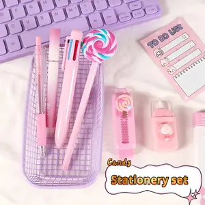6 pcs Cute High-Quality Lollipop Stationery Set, Student Learning Rewards, Classroom Gifts, Back-To-School Office Supplies, Student Essentials, Christmas New Year Gift