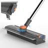 GLUMZRK 3-in-1 Durable Home Supplies House Cleaning Tool - Bristle & Silicone Squeegee, 16"-52" Adjustable Stainless Steel Handle, 360° Rotatable, Bendable ABS, Hanging Hole, for Tile, Glass
