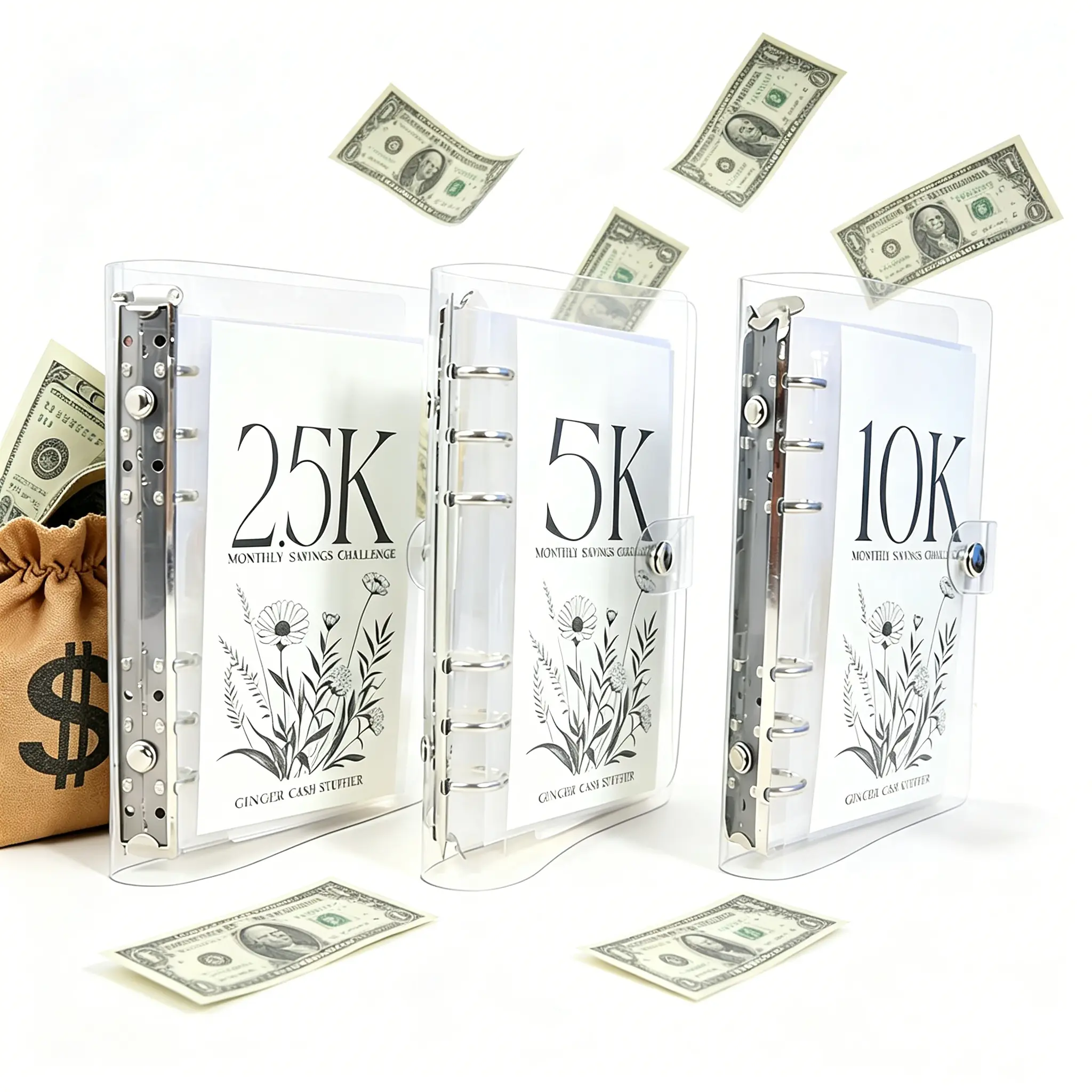 A6 Compact 12-Month Money Saving Challenge Binder with Cash Envelopes - All-in-1 Budget Planner Bill Organizer, 2.5K/5K/10K Money Tracking Savings Tracker, Durable Vertical Budget Book, Portable Home Accessory, 2026 Essential Gift Idea