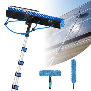 fathersdaygift VEVOR Solar Panel Cleaning Kit, 33 ft, Water Fed Pole Kit with Cleaning Brush, Squeegee, Soap Dispenser, Extendable Aluminum Telescopic Pole, 180 Rotatable Brush Head, for Roof Mounted Solar Panels