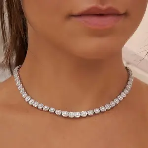 GLD Micro Clustered Tennis Necklace in White Gold - Perfect Gift - DealsForYouDays