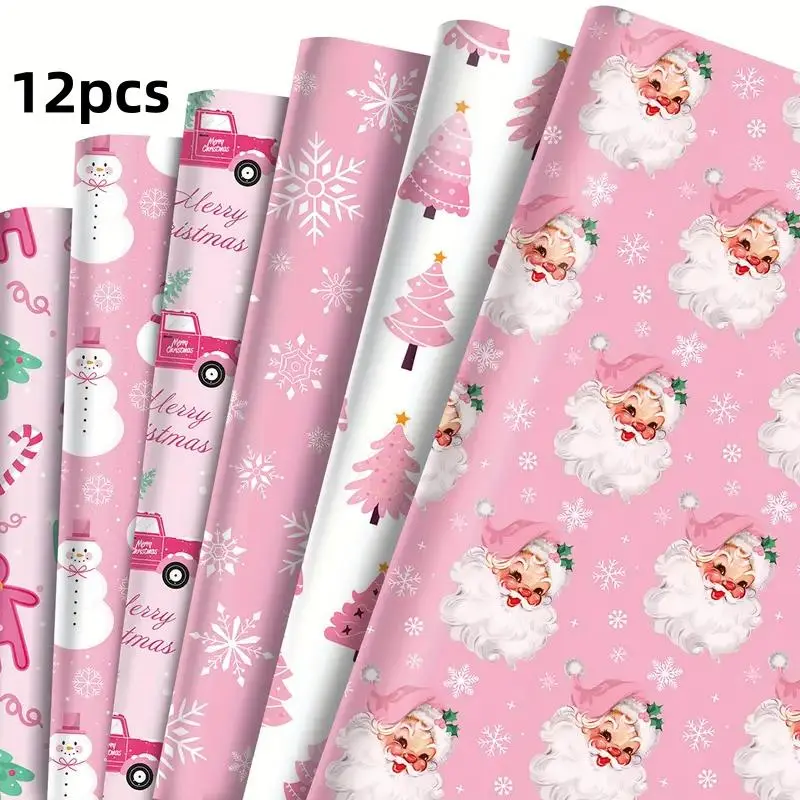 Christmas Gift Wrapping Paper Set Themed, Party Packs, Elegant Design, Reindeer & Snowflake Theme Party Decorations, Perfect Holiday Present Packaging Solution