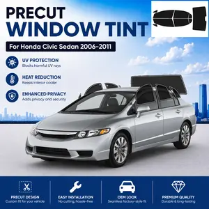 Precut Window Tint Film for Honda Civic Sedan 2006-2011 All Side+Rear Windshield Any VLT 2Ply Anti-Shatter, UV Block, Privacy Protection, No Trimming Needed,Heat & Glare Reduction