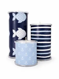 Navy Nautical Wrap Set for Your Wrap A Candle Bases | Coastal Sailing Design | Reusable Candle Wraps