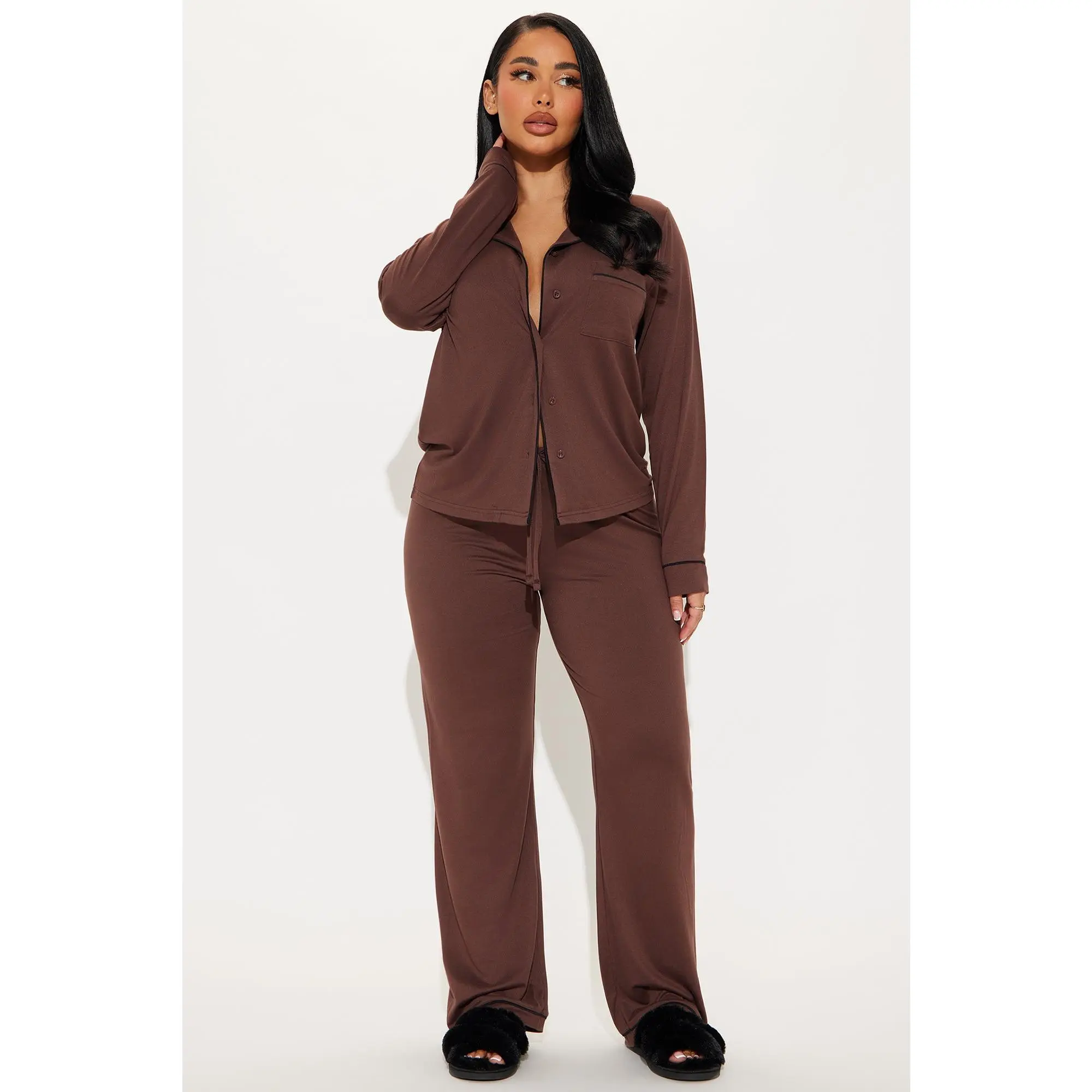 In The Morning PJ Pant Set - Chocolate In The Morning PJ Pant Set - Chocolate