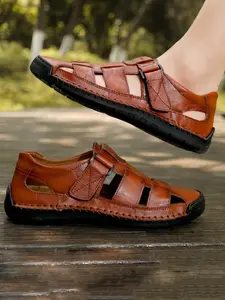 Men's Casual Breathable Comfortable Sports Sandals, Fashionable Velcro Sandals for Outdoor Beach, Male All-match Round Toe Sandals for Daily Wear, Footwear Sandal