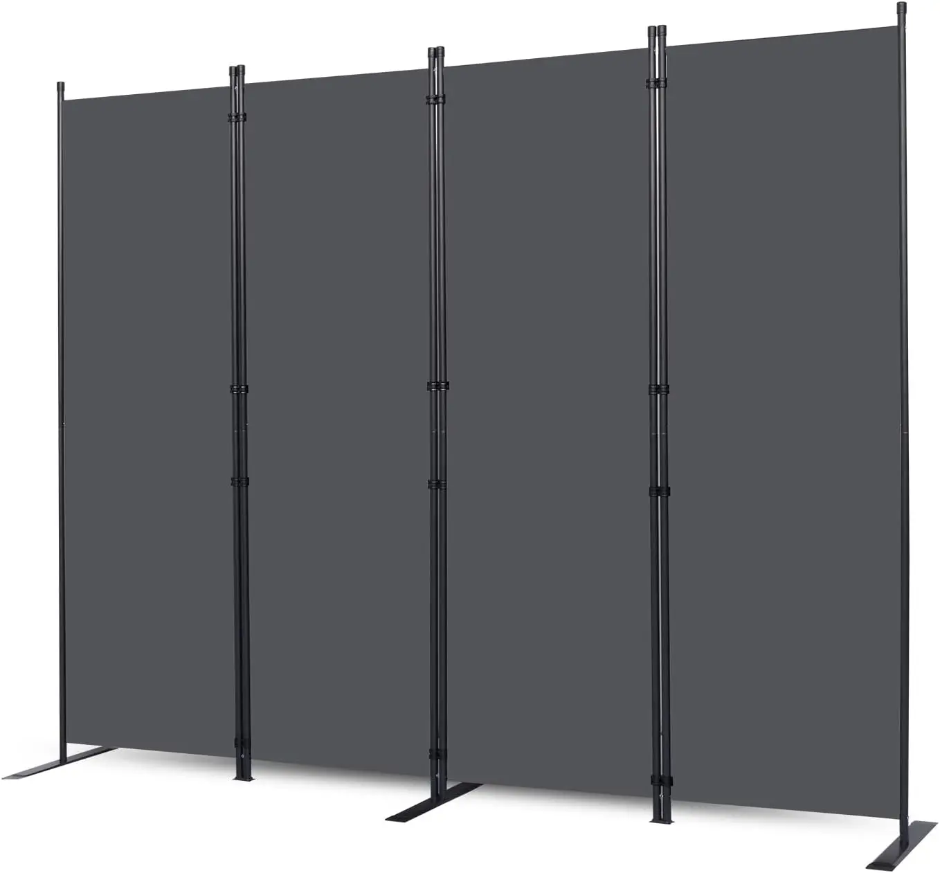 Modern 4-Panel Folding Wall Divider - 6 Ft Portable Polyethylene Room Separator with Widened Wear-Resistant Support, 88in W x 71in H Grey Quick Setup Temporary Screen for Restaurant, Garage, Classroom