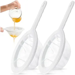 2 Pcs 9" Ultra Fine Mesh Strainer for Kefir Grains Plastic Juice Strainer Food Colander Greek Yogurt Sieve Large Capacity Filter for Kombucha Cold Brew Coffee Shrimp Separation(120/200 Mesh)