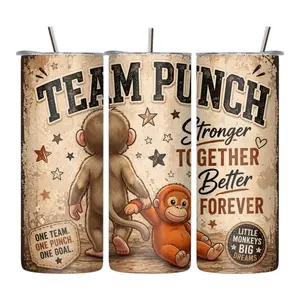20 oz Skinny Tumbler Flasks with Lid and Straw - Portable Monkey-Themed Kitchen Drinkware for Team Bonding, Punch Serving