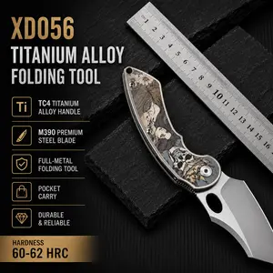 Mulight EDC XD056 Multifunctional Pocket Tool Set - M390 Edge, Titanium Handle, Frame Lock, Thumb Stud, Top Flipper, Bearing Pivot System, Everyday Carry Camping & Hiking Tool, Multifunctional Tool Set