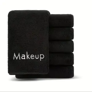 Ultra-fiber Makeup Removal Cloth - 6counts Super Soft Quick-Dry Face Towel, Black Solid Square Cleaning Pad, Gentle Makeup Removal & Skincare, Modern Bathroom Essential, Makeup Remover Pads, Minimalist Design, Absorbent Fabric