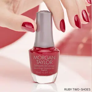 Morgan Taylor Ruby Two-Shoes - Scarlet Red with Subtle Pearl, Professional Lacquer, Vibrant, Chip-Resistant, Fast-Drying, Long-Lasting, High-Shine, Perfect for Manicures & Pedicure, 15mL.