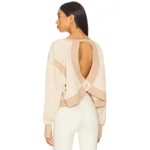 Free People x FP Movement My Time Layer Textured Reversible Sweatshirt In Sandy