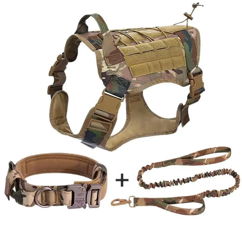 Tactical Dog Harness for Medium to Extra Large Dogs, Alloy Buckle Dual Eye Strap, Chest Strap Leash, Outdoor Pet Vest, Harness Leash Set, Harness Leash Combo, Harness And Leash Set