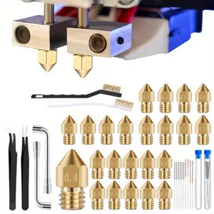 51 Pack 3D Printer Nozzles Hardened Steel Stainless Steel Brass Printer Extruder Nozzles Set for CR-10, Ender 3 High Temperature Pointed Wear Resistant Mk8 Nozzle Cleaning Kit - Home Improvement.