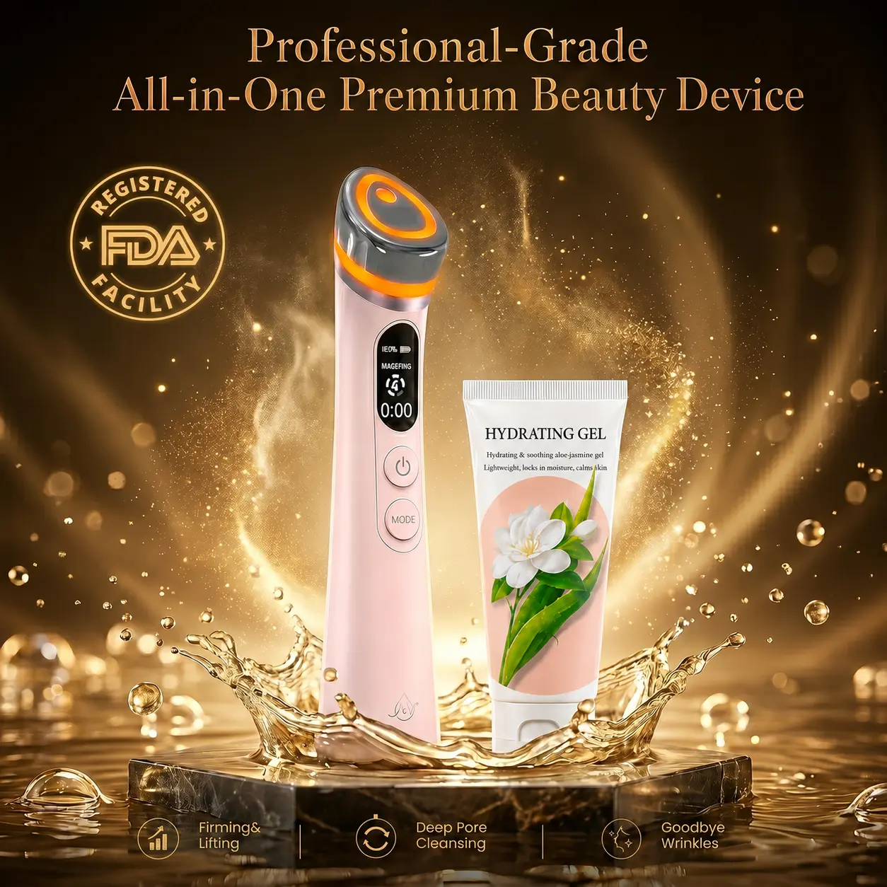 EMS Microcurrent Face Lift Device – Instant Anti-Aging & Wrinkle Removal Tool, Red Light Therapy to Stimulate Collagen, Eliminate Wrinkles & Tighten Skin, Clinically Proven for Face & Neck