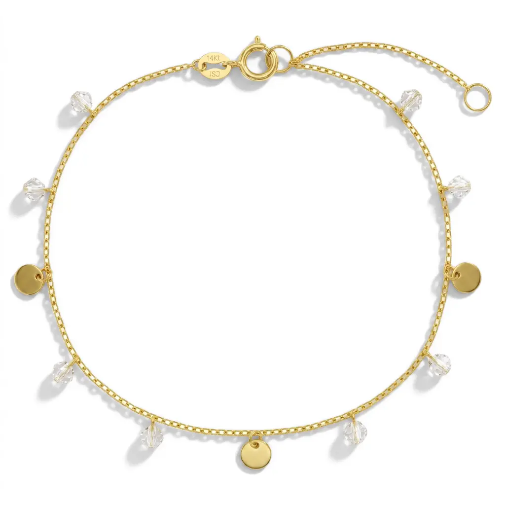 14k Gold 5.5-6.5" Coin Dangle Kids / Children's / Girls Bracelet
