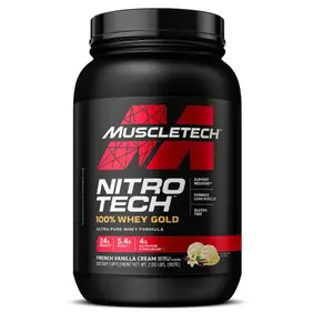 MuscleTech Nitro-Tech 100% Whey Gold Protein Powder – Strawberry Shortcake Flavor 2.03 lb