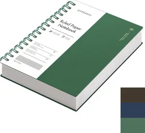 EMSHOI A5 Spiral Notebook College Ruled Lined Journal, Small 5.7" X 8.22", 300 Pages/150 Sheets, 100gsm Thick Paper, Waterproof Hardcover, for Office School Women Men Work Writing Notes, Green