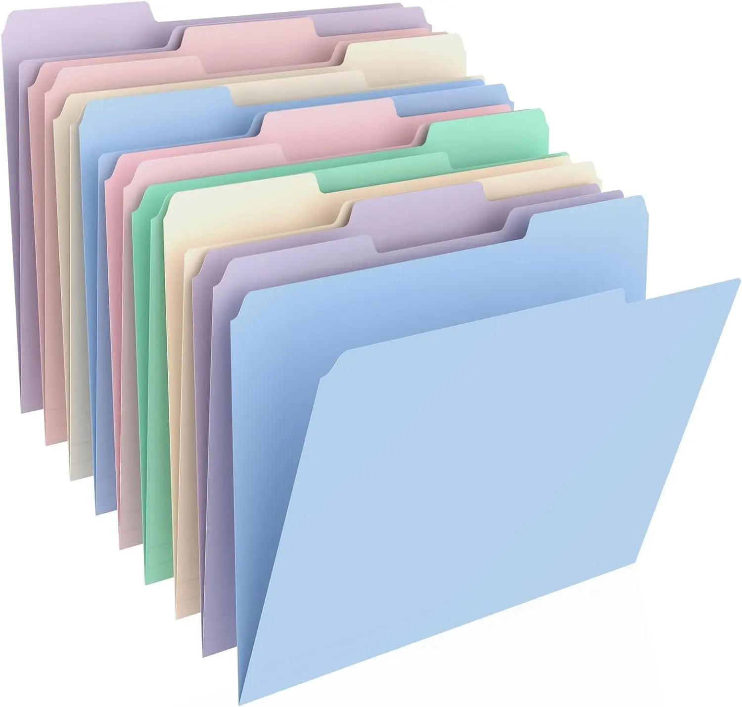 9 Pcs Manilla Folders 8.5 x 11 Inch, 1/3-Cut Tab Colored File Folders Letter Size, Plastic Folders Aesthetic, School Business Office Manila Folders for Documents Paper