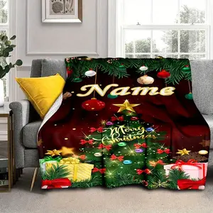 Personalized Christmas Tree Custom Name Blanket - Soft, Warm & Cozy