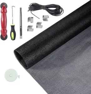 Windows Screen Door Repair Kit Fiberglass Mesh 48''x118'' Black Window Screen Repair Kit Replacement Mesh Tool for Patio Screen Sliding Door Screen