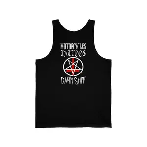 Motorcycles, Tattoos and Dark Shit Unisex Jersey Tank