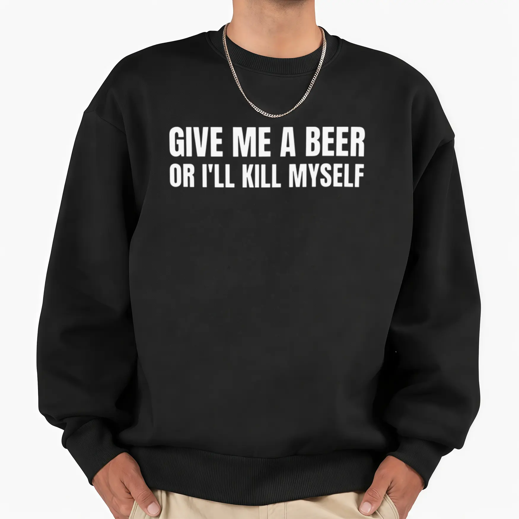 Unisex Long Sleeve Sweatshirt – 'Give Me A Beer' Funny Party Shirt, Perfect Gift for Men & Women