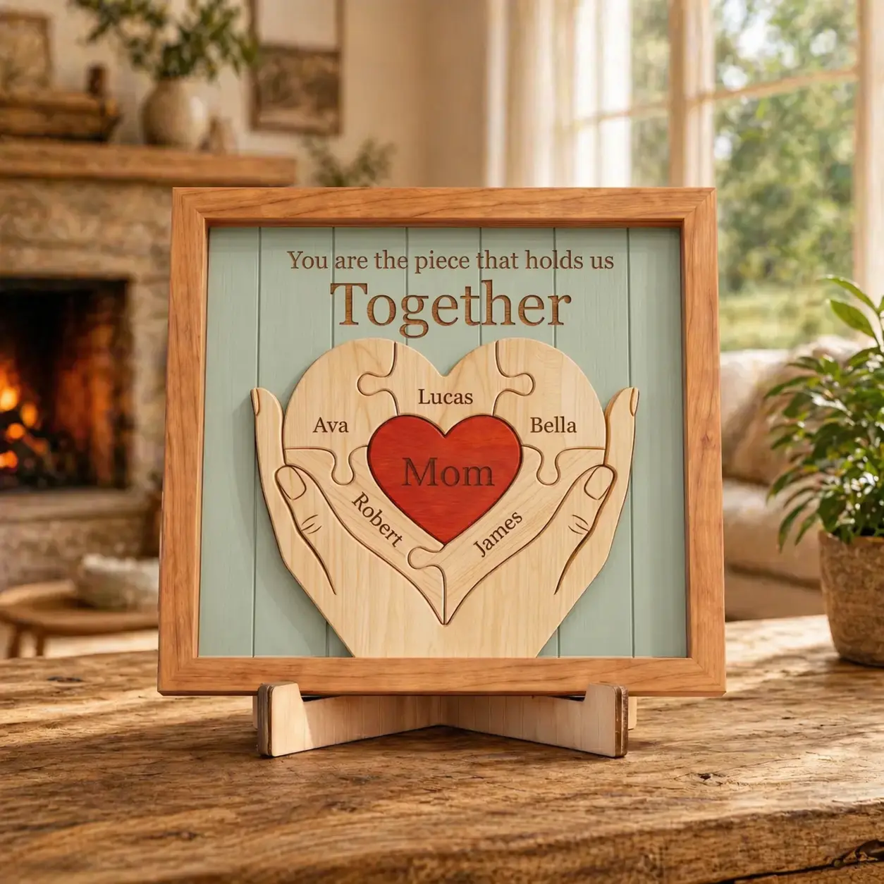 Personalized Mothers Day Wooden Puzzle, You Are The Piece That Holds Us Together Sign, Custom Gift For Mom From Kid, Printed Family Puzzle, Gift for Mom, Mothers Day Gift Ideas 2026, Mother's Day Gift