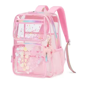 Clear Backpack for School Heavy Duty TPU Transparent Backpack Stadium Events Approved Large Capacity Meshbackpacks with Laptop Sleeve and A4 Holders