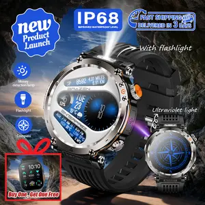 2025 Rugged Smartwatch for Men – 1.7" HD Display, Flashlight & Compass, 600mAh Long Battery, IP68 Waterproof, Health & Fitness Tracking, Outdoor Adventure Watch