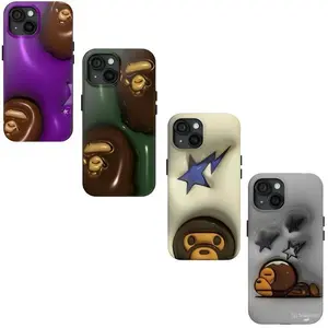 Bape Milo Combo Phone Case, For iPhone 16 15 14 13 12 11 Phone Cases Phone Cover Hard Case Tough 2-piece Phone Case Funny Stickers Shockproof Protector