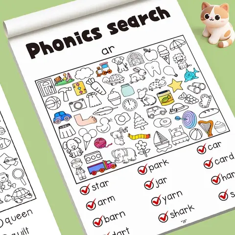 Safety Certified Phonics Scavenger Hunt, Us & Eu Standards, Fun Sight Words Montessori Brain Games, Travel-Friendly Early Learning Kit, Learning Materials