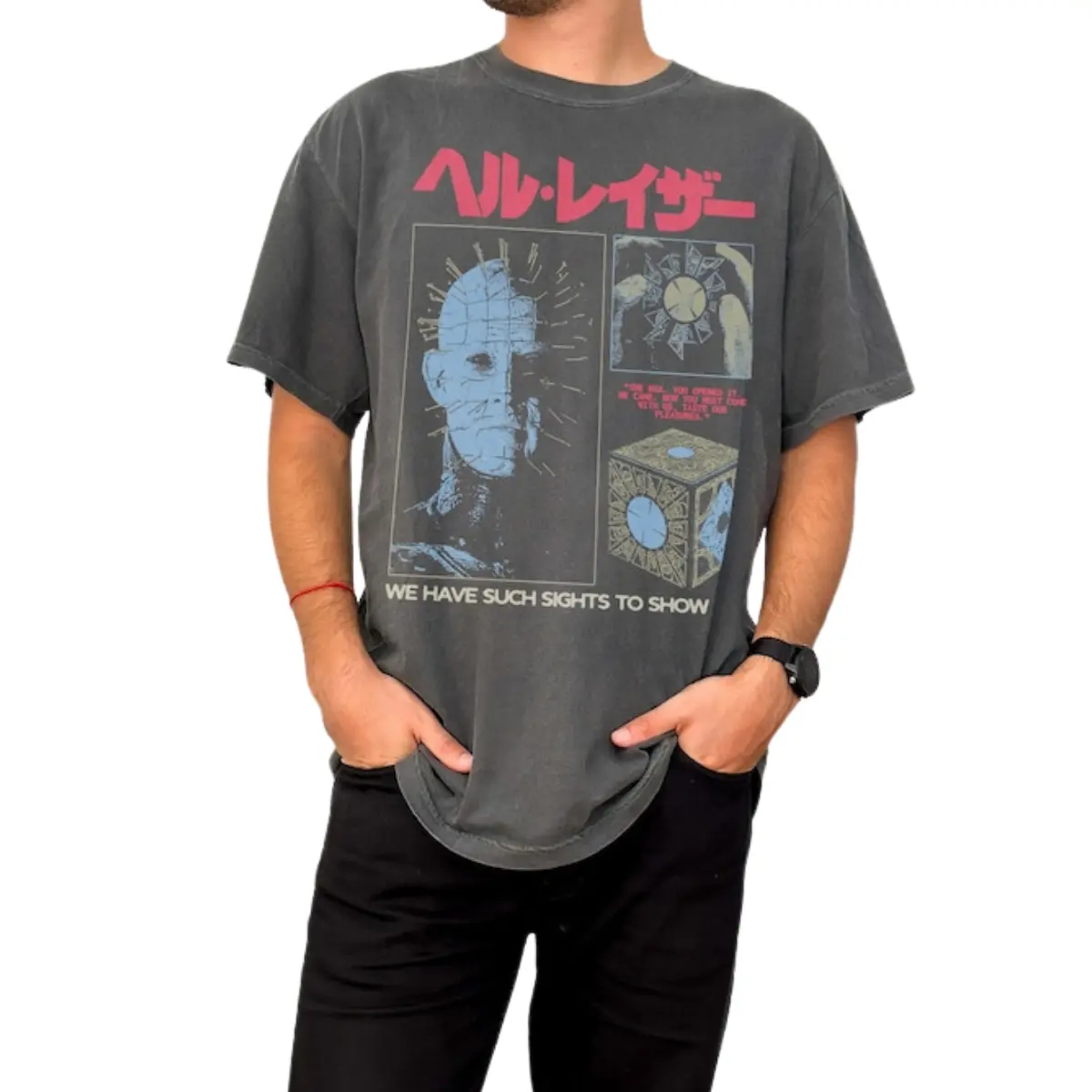 Vintage Horror Movie Graphic Tee Shirt, Japanese Hell Raiser Inspired T-Shirt, 80s Movie Memorabilia, Pin Head Cenobite Streetwear Merch