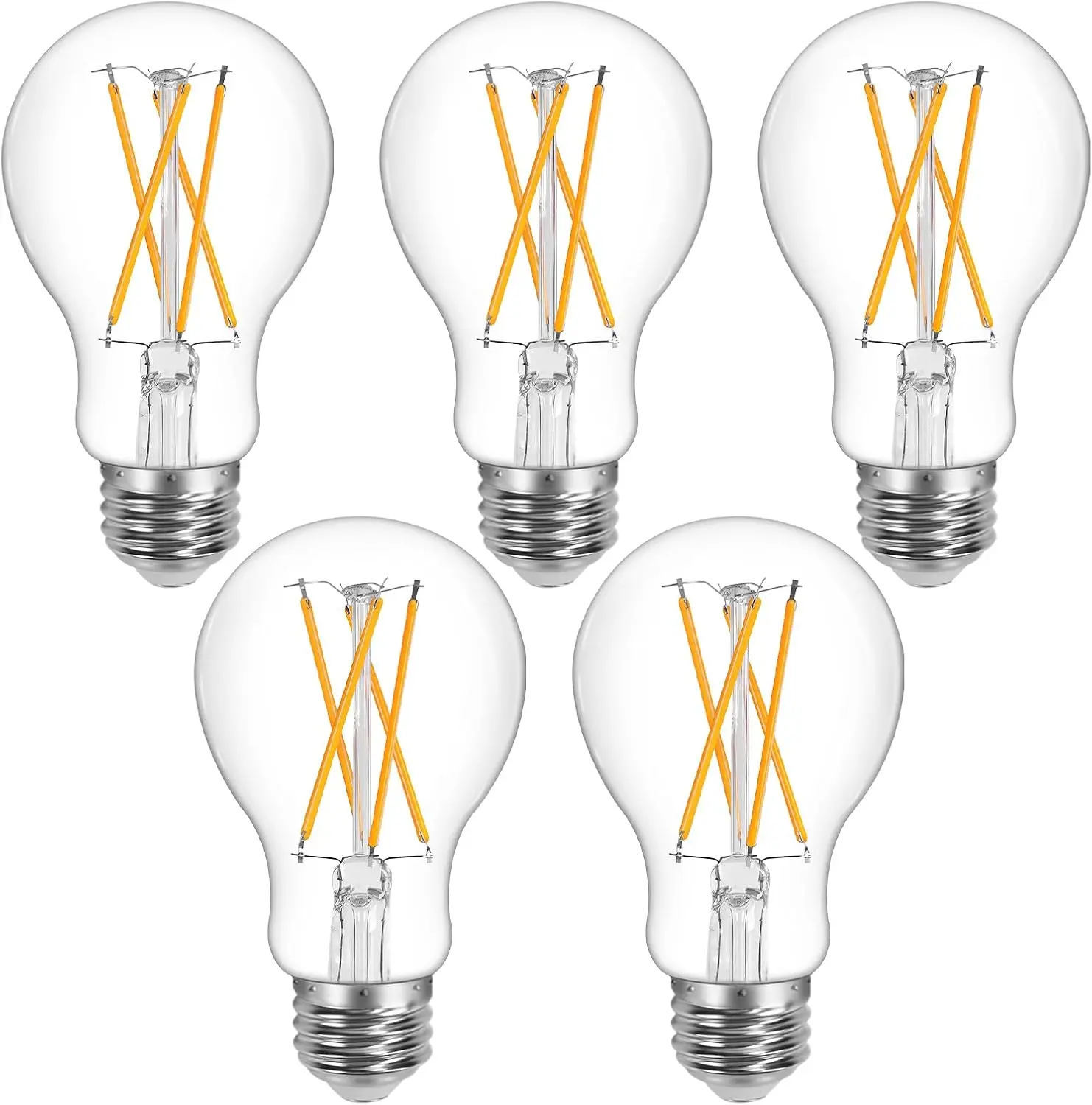 LEPRO Vintage Dimmable LED Filament Bulbs, 8W 800LM, 60W Equivalent, 2700K Warm White, Classic Clear Glass, A19 Shape, E26 Base, Pack of 5