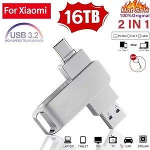 16TB USB 3.2 Flash Drive 520MB/s High Speed 2in1 TypeC OTG Pen Drive Waterproof Large Storage for Phone Computer PC Data Storage