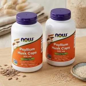 NOW Foods Supplements, Psyllium Husk Caps 500 mg, Non-GMO Project Verified, Natural Soluble Fiber, Intestinal Health*, 200 Veg Capsules