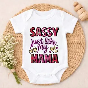 Baby Bodysuit Romper Sassy Just Like My Mama Skin - gentle Playtime Clothes valentine's day Casual Wear Soft Unisex Romper Gift Set for Coming Home, Birthday & Baby Shower 0-24M