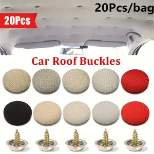 20Pcs Vehicle Roof Headliner Repair Buckles - Textile Material Fixing Clips with Screw Caps, Universal Interior Ceiling Cloth Retainer Fasteners for Auto Accessories