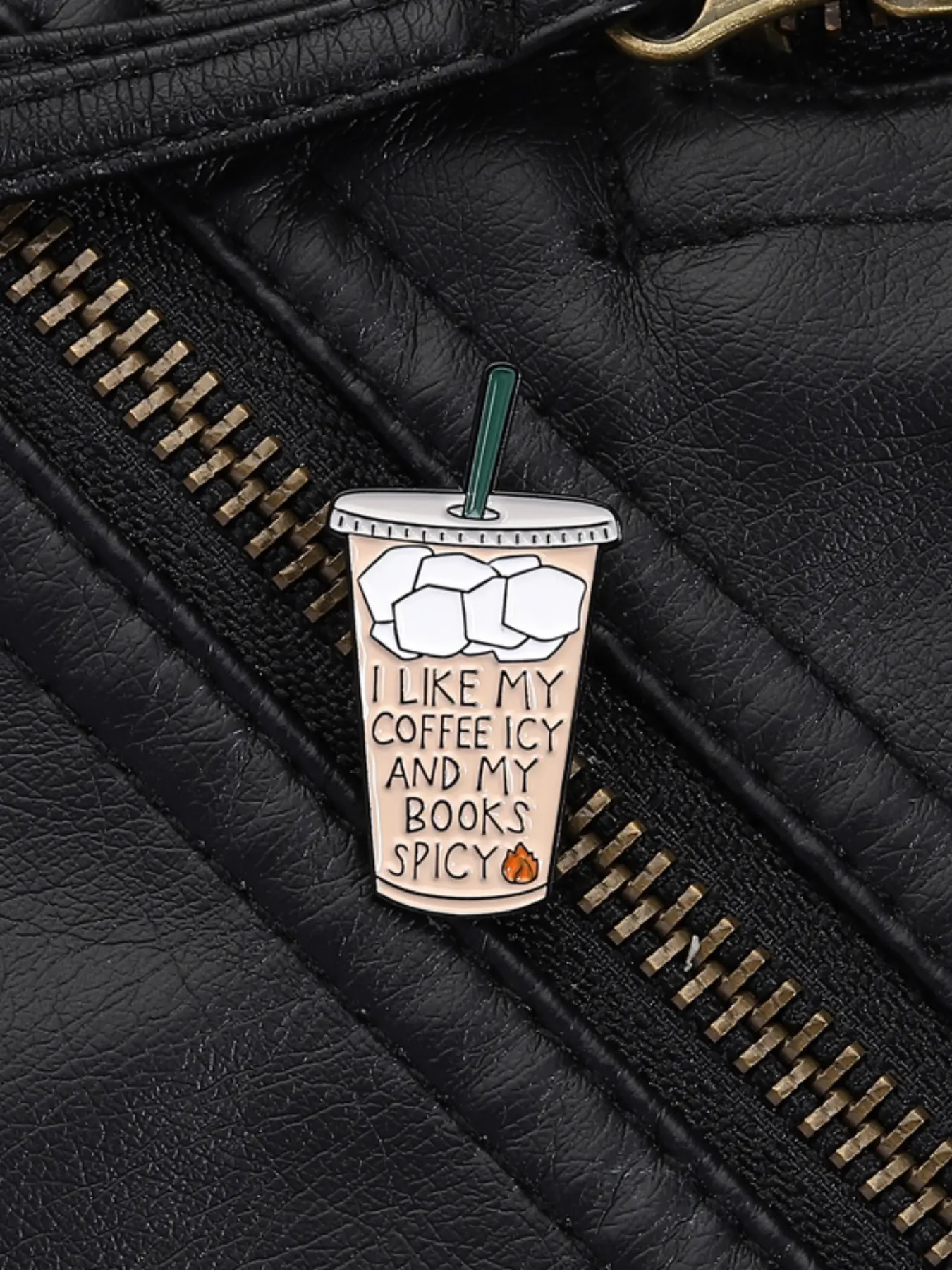 Coffee Reader Backpack Style Accessory, Ice Coffee Hot Book Preference Badge, Drink & Reading Fun Contrast Design, Unique Bag Charm, Bag Charms For Handbags