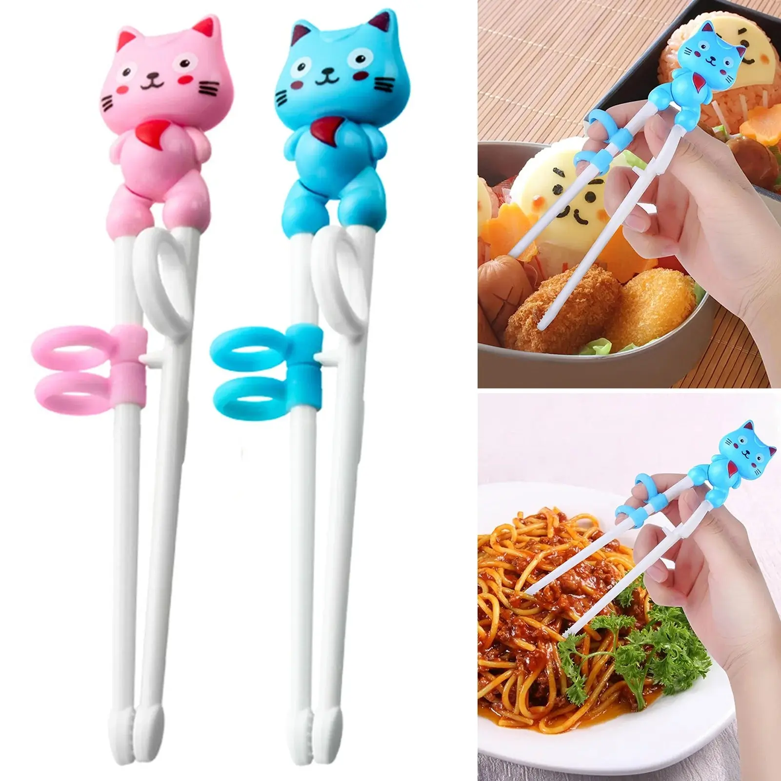 2 Pair Kids Chopsticks Easy-To-Use Reusable Educational Chopstick Cute Animals Shaped Training Chopsticks for Children