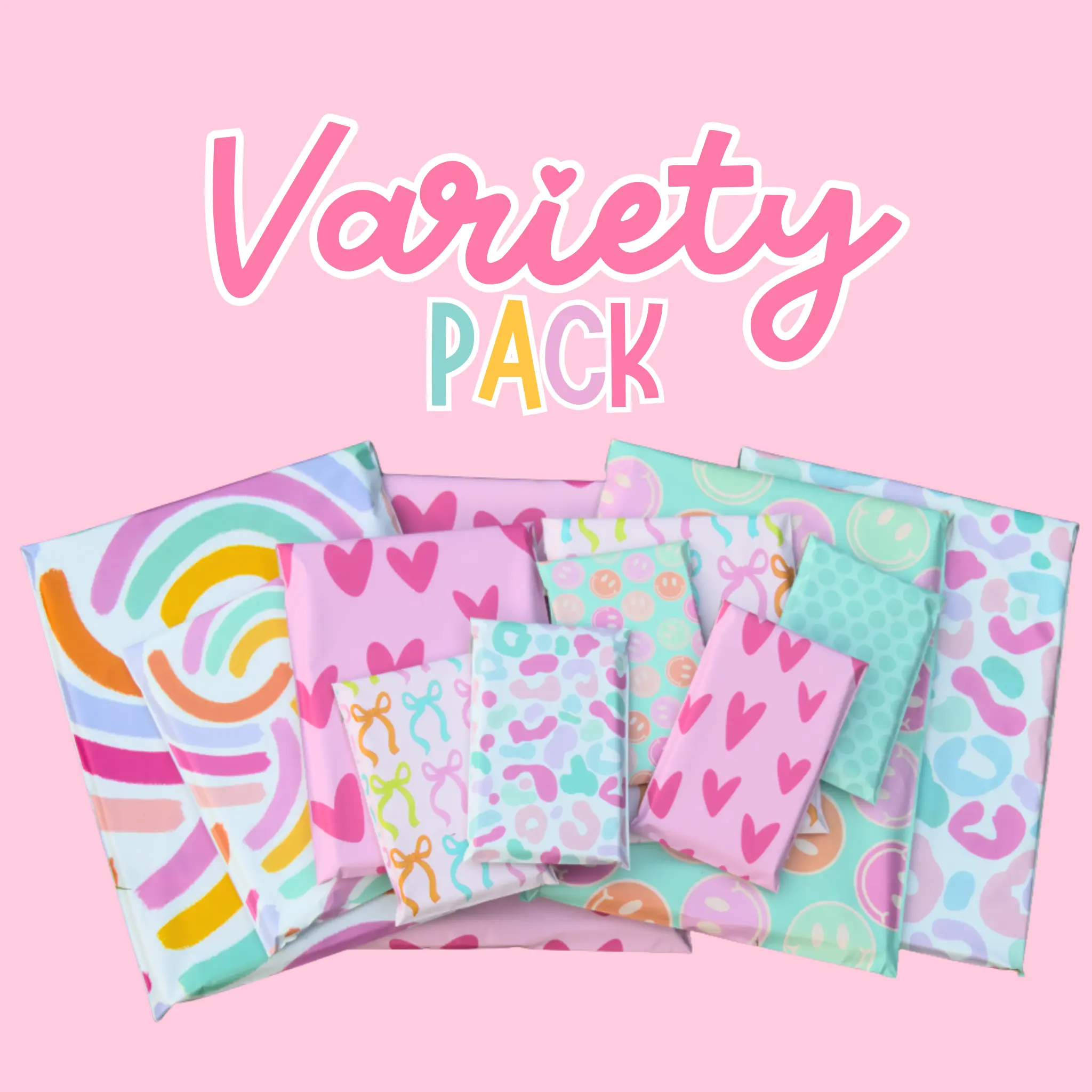 Variety Pack Poly Mailers Set of 18 18 Unique Designs in 6x9 10x13 & 14.5x19 Sizes Stylish Pastel Color Shipping Supplies for Home & Business